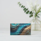 エレガント、アート抽象芸術、ティール（緑がかった色）金ゴールド 名刺 (スタンド正面)