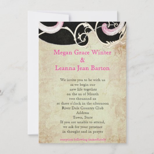 エレガント,アールデコ,結婚式招待状ゲイ 招待状 (裏面)