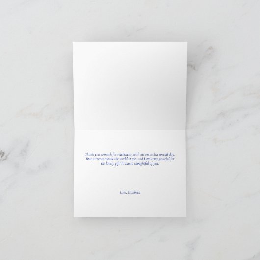 エレガント イタリアン ブルー タイル レモン シトラス スクリプト サンキューカード (内部)