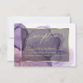 エレガント インク ローズ プラム  レセプション  招待状 (正面)