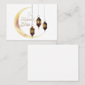 エレガント「イード・ムバラク」ギフトカード – 三日月&三日月 コーリングカード (正面/裏面)