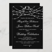 エレガント ウェディング スパーキング ストリング ブラック 招待状 (正面/裏面)