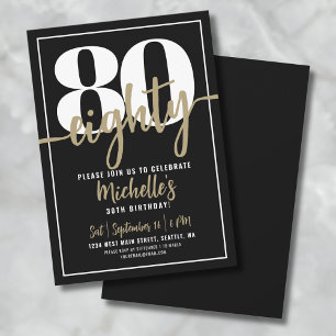エレガント・エイティ・ゴールド 80歳の誕生日パーティー 招待状