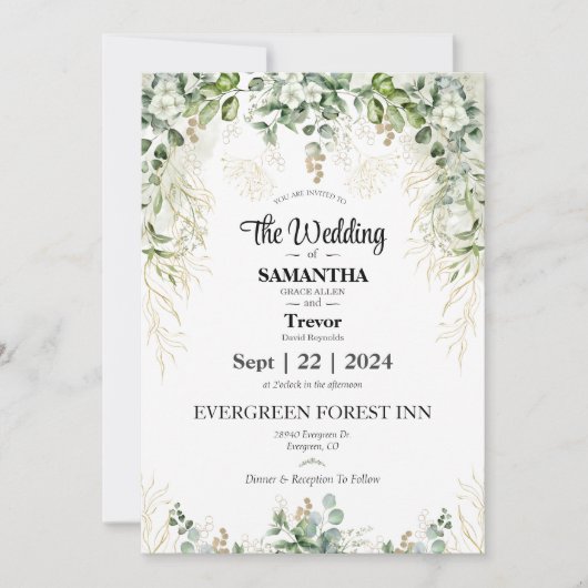 エレガント・エターニティ：私たちの結婚式の日にご一緒ください 招待状 (正面)