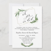 エレガント オリーブゴールドの結婚式「オイエスウィディッド」 招待状 (正面)