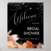 エレガント オレンジ インク ブラック ブライダル シャワー ウェルカム ポスター (正面)