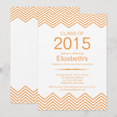 エレガント オレンジ シェブロン 卒業パーティー 招待状 (正面/裏面)