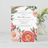 エレガント オレンジ ピオニー 水彩 結婚前お披露目パーティー 招待状 (スタンド正面)