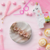 エレガント オレンジ ピーチ フローラル ペーパーボウル (パーティー)