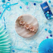 エレガント オレンジ ピーチ フローラル ペーパーボウル (パーティー)