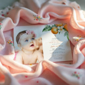 エレガント オレンジ フラワーフォト ファースト ホーリー コミュニオン 招待状