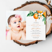 エレガント オレンジ フラワーフォト ファースト ホーリー コミュニオン 招待状