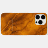 エレガント オレンジ マーブル カスタム 名前 モノグラム Case-Mate iPhoneケース (裏面 (横))