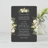 エレガント オーガニック ボタニカル アイボリー フローラル ウェディング 招待状 (スタンド正面)