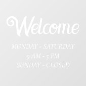 エレガント オープンアワーズ | ホワイト スクリプト タイム オープニング ウィンドウサイン (シート)