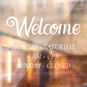 エレガント オープンアワーズ | ホワイト スクリプト タイム オープニング ウィンドウサイン (シート2)