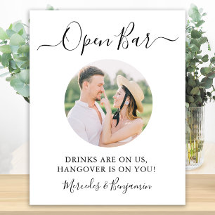 エレガント オープンバー パーソナライズ フォト ウェディング ポスター