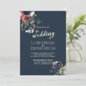 エレガント オールインワン ネイビー バーガンディ ローズゴールド ウェディング 招待状 (スタンド正面)