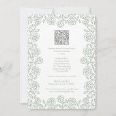 エレガント オールインワン フローラル セージ & ホワイト ウェディング 招待状 (裏面)