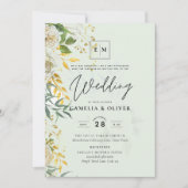エレガント オールインワン ホワイト ローズ ボタニカル ウェディング インビテーション (正面)