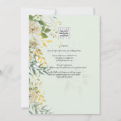 エレガント オールインワン ホワイト ローズ ボタニカル ウェディング インビテーション (裏面)