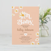 エレガント オー ベイビー デイジー フラワーズ ボーホー ベイビー シャワー 招待状 (スタンド正面)