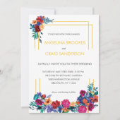 エレガント カラフル ガーデン フラワー 招待状 (正面)