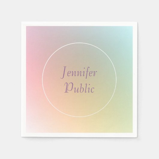 エレガント カラフル テンプレート カリグラフィー スクリプト スタンダードカクテルナプキン (正面)