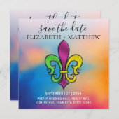 エレガント カラフル フルール ド リス デザイン 招待状 (正面/裏面)