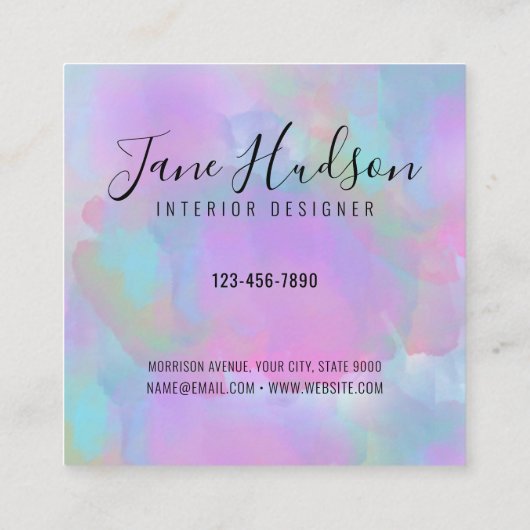 エレガント カラフル ミニマル 編集可能 2.5x2.5 Sq S スクエア名刺 (裏面)