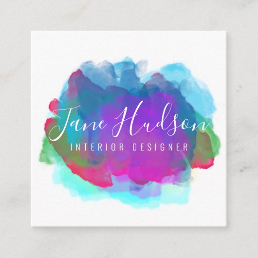 エレガント カラフル ミニマル 編集可能 2.5x2.5 Sq S スクエア名刺 (正面)