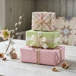 エレガント カラフル ライト レトロ タルタン プリント ラッピングペーパーシート