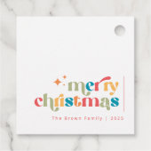 エレガント カラフル レインボー クリスマス ファミリー ネーム フェイバータグ (裏面)