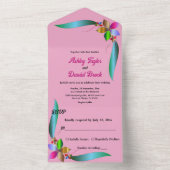 エレガント カラフル ローズ フェイク フォイル フラワー ウェディング オールインワン招待状 (内側)