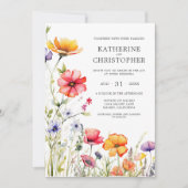 エレガント カラフル ワイルドフラワーズ ウェディング 招待状 (正面)