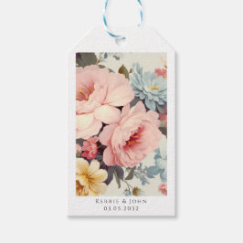 エレガント,カラフル,ヴィンテージの結婚花 ギフトタグ