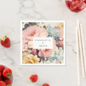 エレガント, カラフル,ヴィンテージ花ナプキンバンド スタンダードカクテルナプキン (インサイチュ)