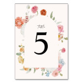 エレガント カラフル 春の花 テーブル ナンバー カード (正面)