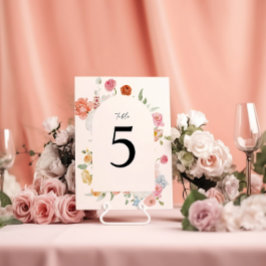 エレガント カラフル 春の花 テーブル ナンバー カード