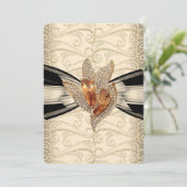 エレガント カルメル クリーム ブラック ゴールド アンバー 2 招待状 (スタンド正面)