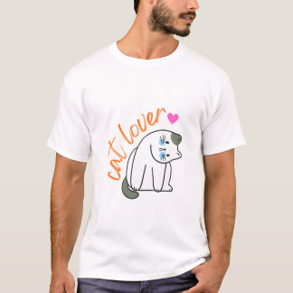 エレガント・キャット・ストロール – ミニマリスト猫のイラスト Tシャツ