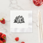 エレガント&キャン素朴ピングロゴアイコンキャンプサイト 縁ありカクテルナプキン (インサイチュ)