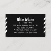 エレガント&キュートピンクローズ白黒ストライプのサロン 予約カード (裏面)