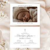 エレガント《キリスト教》洗礼式や命名式スクリプトベビー写真バプテスマ 招待状