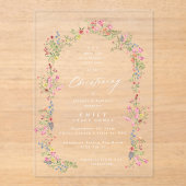 エレガント《キリスト教》洗礼式や命名式フローラ春アーチ アクリル招待状 (正面)