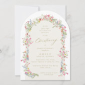 エレガント《キリスト教》洗礼式や命名式フローラ春アーチ 招待状 (正面)