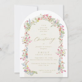 エレガント《キリスト教》洗礼式や命名式フローラ春アーチ 招待状