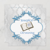 エレガント《キリスト教》洗礼式や命名式男の赤ちゃん招待状 招待状 (正面/裏面)