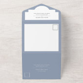 エレガント・クチュール | ダスティーブルー・ウェディング オールインワン招待状 (外側)