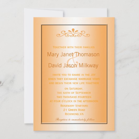 エレガント,クラシック秋黄葉色結婚の 招待状 (正面)